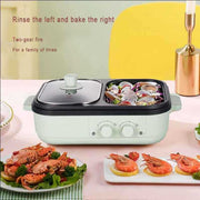 Roast All-in-one Pot - Electric Cooking Pot with dual-zone design for grilling and boiling seafood, ideal for 1-2 people, 1001w-1200w power.