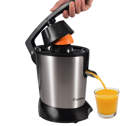 Lemon Orange Juice Machine - Separation Tool with 120 RPM speed extracting juice into a glass. Ideal for citrus juicing with stainless steel body.