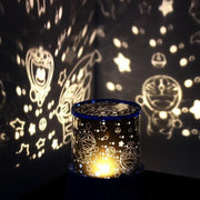 LED Star Night Light Projector with cartoon-themed cutouts projecting fun shapes. Perfect for entertaining and soothing children at night.