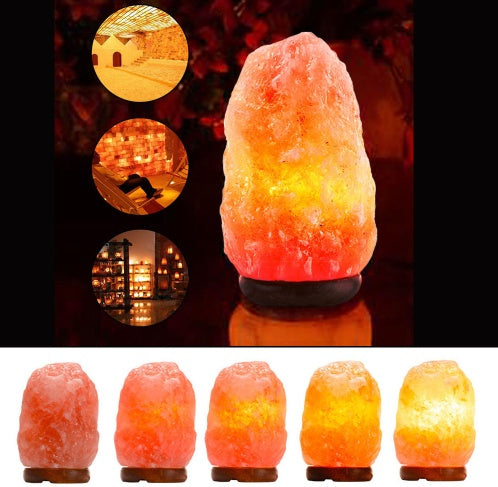 Glowing Crystal Salt Lamp Night Light in various warm hues, perfect for bedroom ambiance and creative gift ideas.