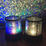 Two LED Star Night Light Projectors emitting soft white and multicolor star patterns. Ideal for kids’ bedrooms and nighttime relaxation.
