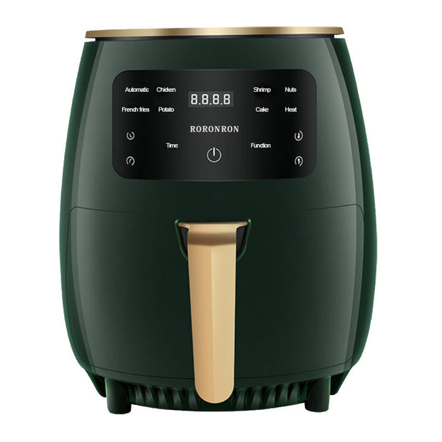 Smart Touch Air Fryer with Touch Control & Auto Power-off in Gemstone Green, featuring LED display and multifunctional cooking presets.
