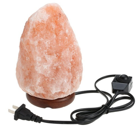 Crystal Salt Lamp Night Light with power cord and wooden base, designed for bedroom decor and thoughtful gifting.