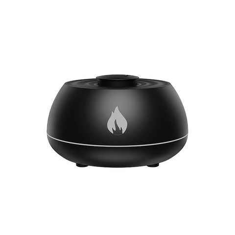 Black Flame Aromatherapy USB Diffuser with sleek design and flame icon, perfect for modern home decor and sleep aid.