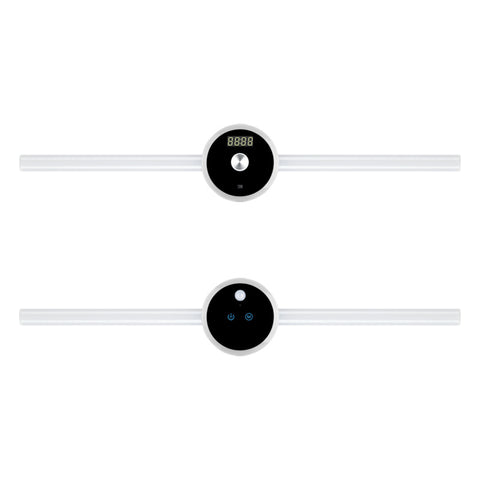 Removable LED Cabinet Light with digital clock and sensor interface, showing front and back views of the product design.