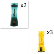 Set of 2 green and 3 yellow USB rechargeable blenders, ideal for bulk purchase of portable smoothie makers.