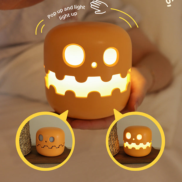 Pumpkin Bedside Lamp - Halloween Decor with pop-up function and glowing LED light, ideal for Halloween-themed night lighting.