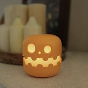 Pumpkin Bedside Lamp - Halloween Decor with round eyes and LED glow, ideal for mantle or tabletop Halloween night lighting.