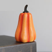 Tall gourd-shaped Halloween Pumpkin LED Lantern with realistic orange finish, ideal for seasonal shelf or mantel decor.