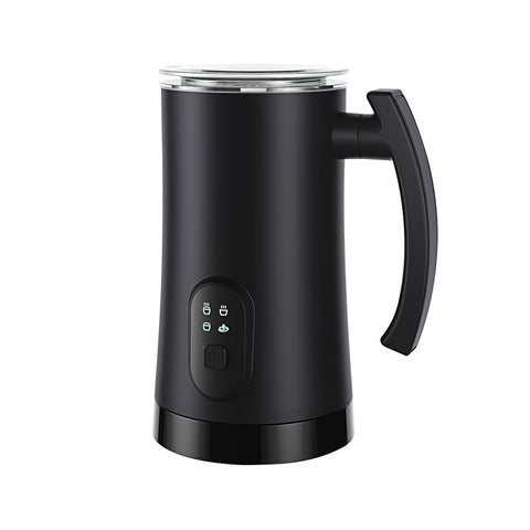 Modern black Stainless Steel Milk Frother - Electric Machine | 400W, 160ML with touch controls, designed for efficient hot and cold milk frothing.